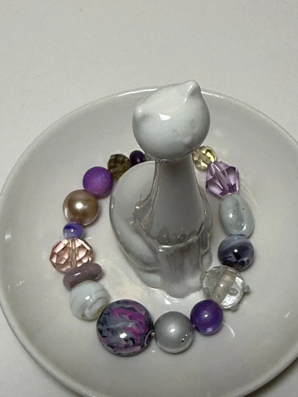 4 Stretchy Handcrafted Beaded Bracelets Purple Featuring Jesse James Beads